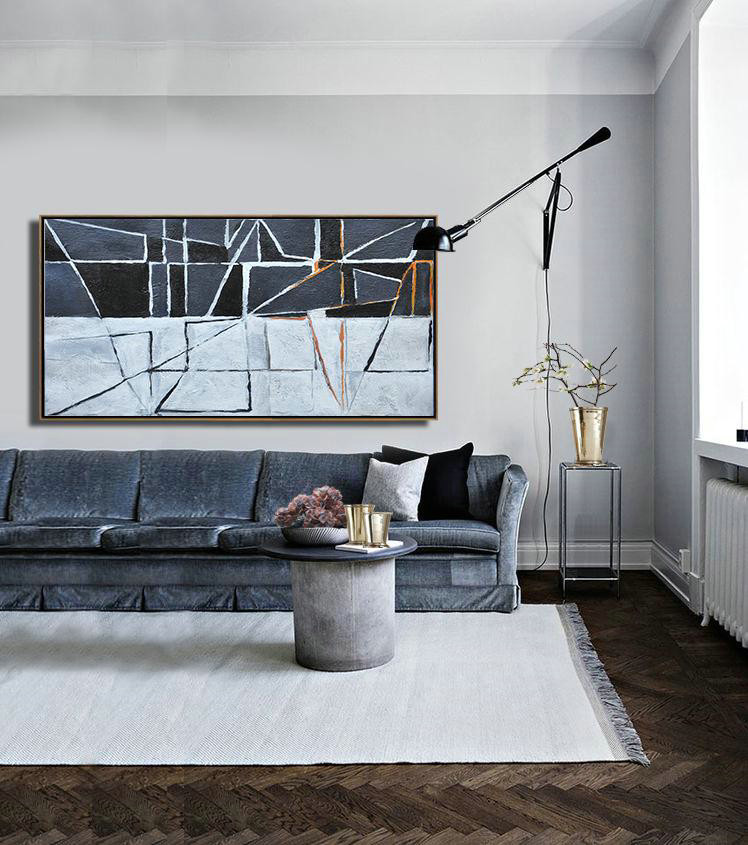 Large Abstract Painting,Hand Painted Panoramic Contemporary Art Canvas Painting,Contemporary Art Canvas Painting